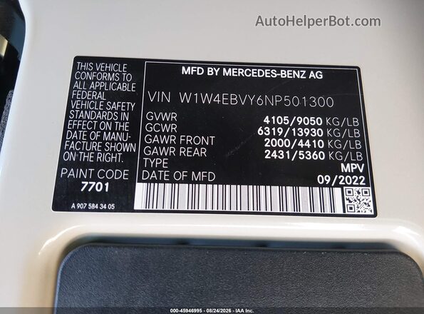W1W4EBVY6NP501300 2022 MERCEDES-BENZ SPRINTER Tan Vista del compartimento del motor