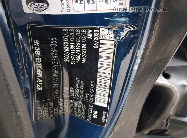 W1WV0FEY3P4284366 2023 MERCEDES-BENZ METRIS Blue Вид наклейки з VIN-кодом