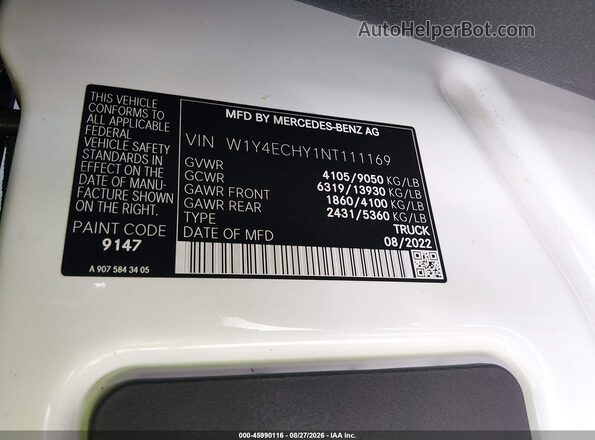 W1Y4ECHY1NT111169 2022 MERCEDES-BENZ SPRINTER Белый Вид подкапотного пространства