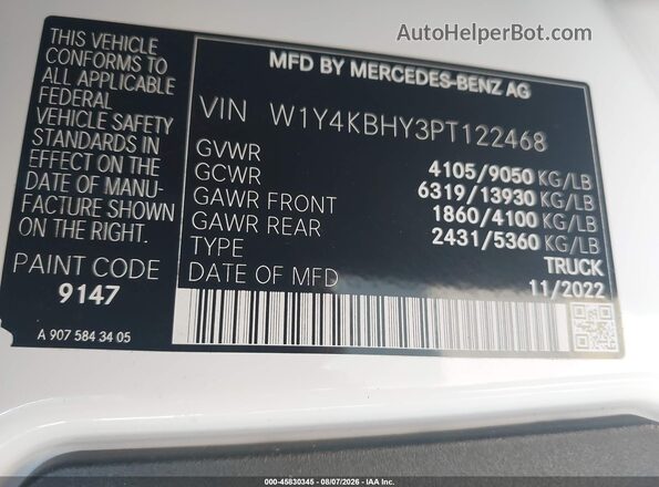 W1Y4KBHY3PT122468 2023 MERCEDES-BENZ SPRINTER White Engine compartment view