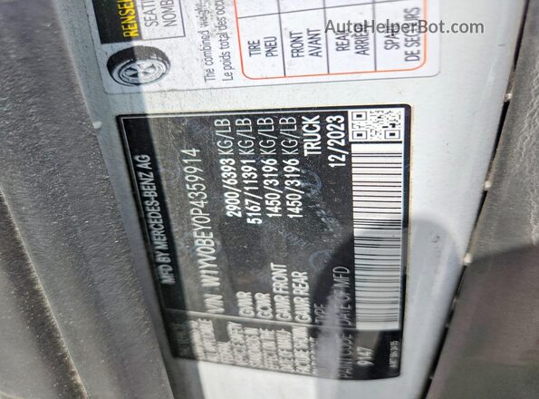 W1YV0BEY0P4359914 2023 MERCEDES-BENZ METRIS White Widok naklejki z numerem VIN