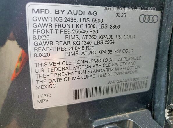 WA12AAGU1S2014558 2025 AUDI Q5 Gray Սալոնի 360 աստիճան տեսք