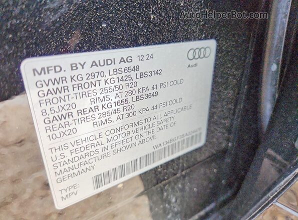 WA134BGF3SA024470 2025 AUDI OTHER Black VIN sticker view