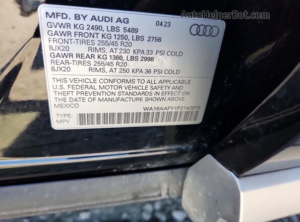 WA16AAFY1P2142876 2023 AUDI Q5 Black Engine compartment view