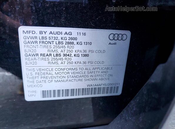 WA1A4AFY0J2001211 2018 AUDI SQ5 Black Widok komory silnika