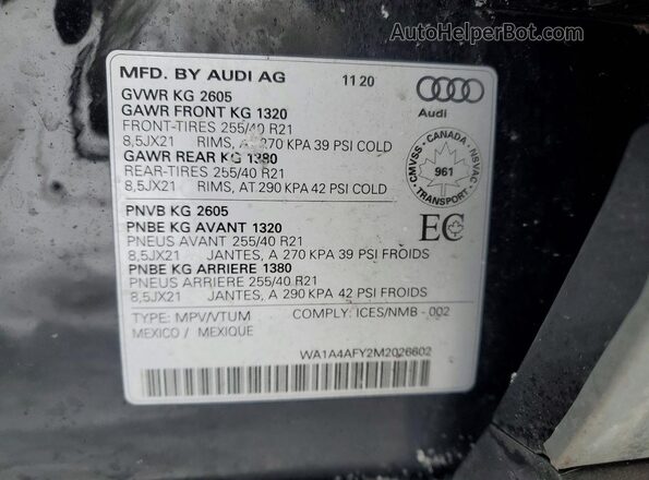 WA1A4AFY2M2026602 2021 AUDI SQ5 Black Vista interior de 360 grados