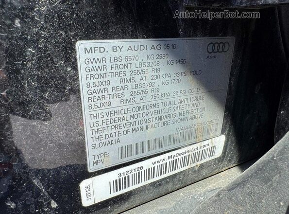 WA1AAAF70HD019576 2017 AUDI Q7 Черный 