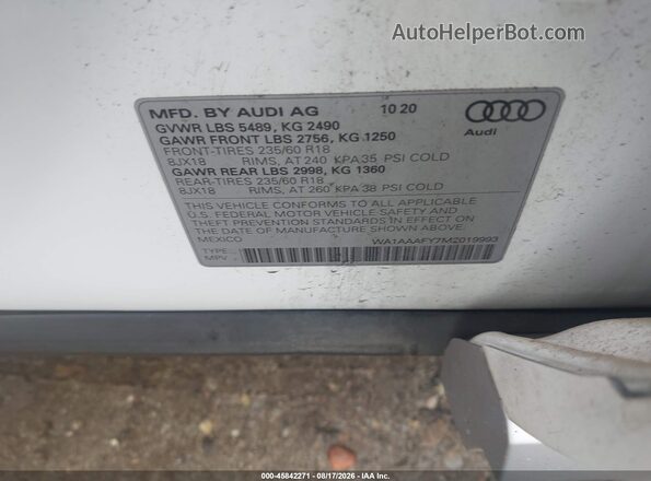 WA1AAAFY7M2019993 2021 AUDI Q5 Белый Вид подкапотного пространства