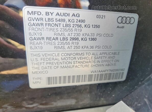 WA1AAAFY7M2082382 2021 AUDI Q5 Black Շարժիչի բաժամունքի տեսք