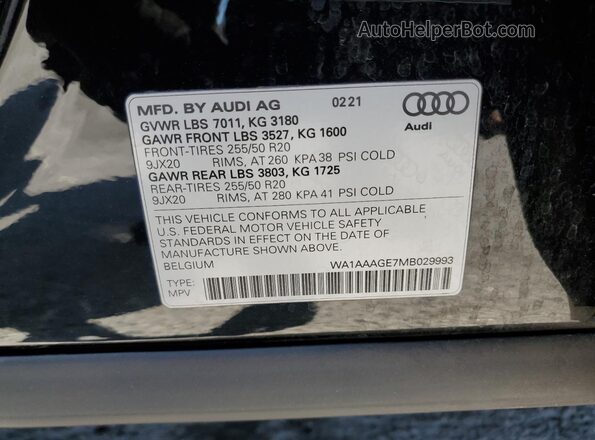 WA1AAAGE7MB029993 2021 AUDI E-TRON Black სალონის 360-გრადუსიანი ხედი