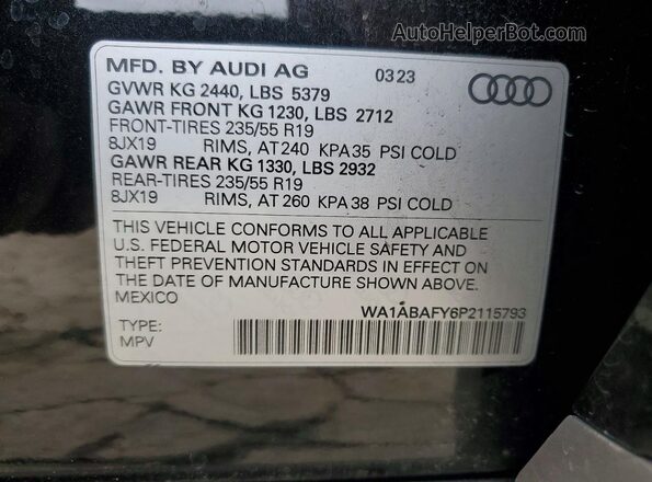 WA1ABAFY6P2115793 2023 AUDI Q5 Black Панорамний вид салону 360°