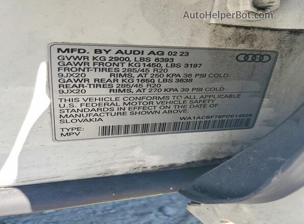 WA1ACBF76PD014526 2023 AUDI Q7 Белый Вид подкапотного пространства