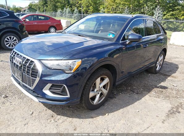 WA1AECF39L1118775 2020 AUDI Q3 Dark Blue წინა მარცხენა ხედი სამი მეოთხედიდან