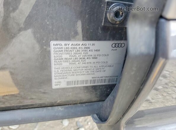 WA1AJAF70MD023086 2021 AUDI Q7 Gray Widok naklejki z numerem VIN