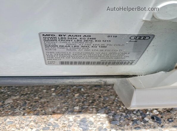 WA1ANAFY0K2045580 2019 AUDI Q5 White ძრავის განყოფილების ხედი