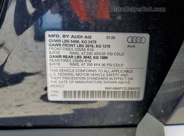 WA1ANAFY2L2064259 2020 AUDI Q5 Black Engine compartment view