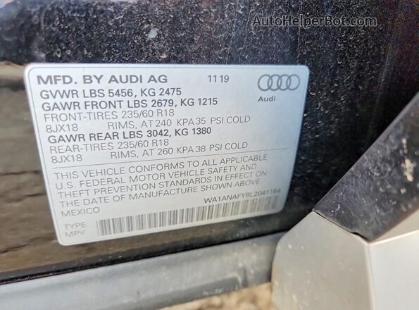 WA1ANAFY8L2041164 2020 AUDI Q5 Black VIN կոդի պիտակի տեսք