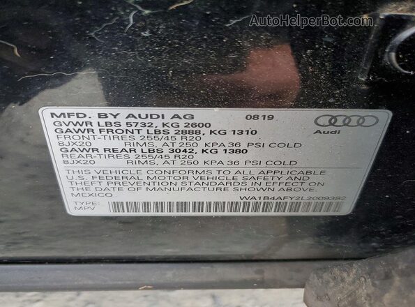 WA1B4AFY2L2009382 2020 AUDI SQ5 Black 