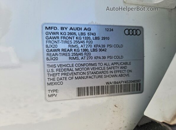 WA1B4AFY4S2046397 2025 AUDI SQ5 White Engine compartment view