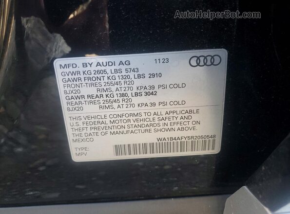 WA1B4AFY5R2050548 2024 AUDI SQ5 Black VIN կոդի պիտակի տեսք
