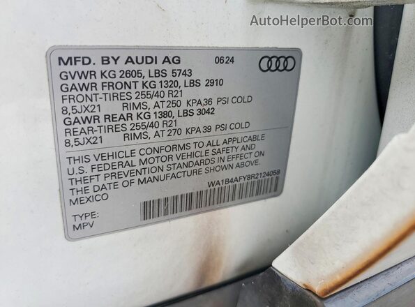 WA1B4AFY8R2124058 2024 AUDI SQ5 White 