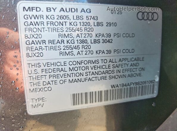 WA1B4AFY9S2051062 2025 AUDI SQ5 Gray Widok wnętrza 360 stopni