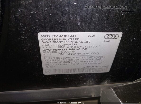WA1BAAFYXM2005462 2021 AUDI Q5 Black Շարժիչի բաժամունքի տեսք