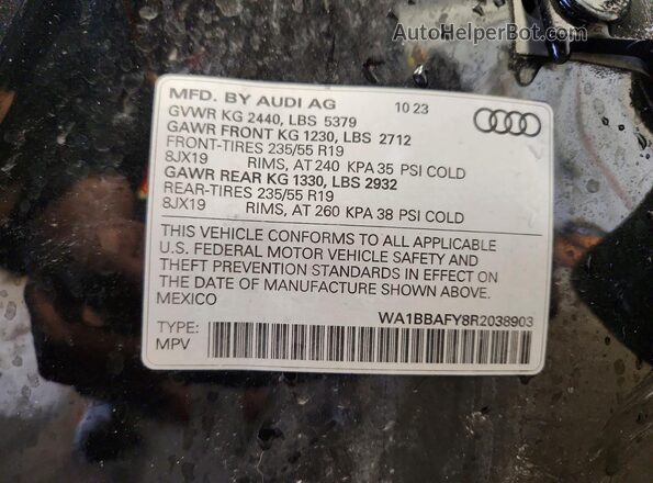 WA1BBAFY8R2038903 2024 AUDI Q5 Black VIN კოდის სტიკერის ხედი