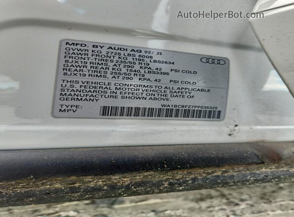 WA1BCBFZ7PP035325 2023 AUDI Q4 White Շարժիչի բաժամունքի տեսք