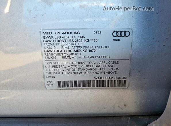 WA1BCCFS2JR031803 2018 AUDI Q3 Серебряный Вид подкапотного пространства