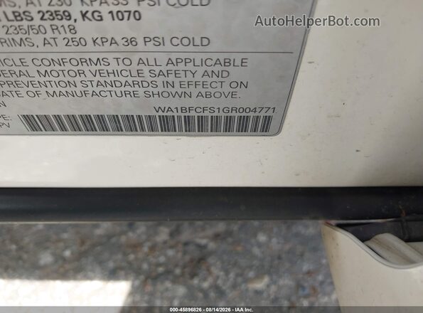 WA1BFCFS1GR004771 2016 AUDI Q3 White Вид підкапотного простору