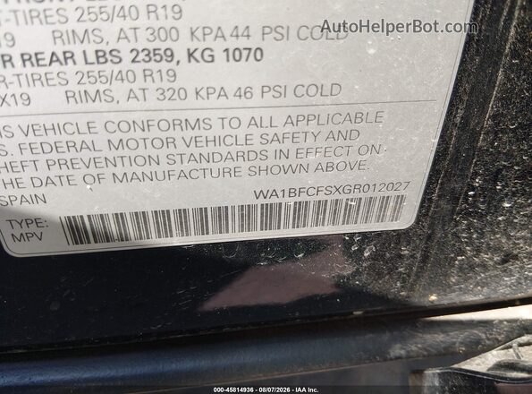WA1BFCFSXGR012027 2016 AUDI Q3 Black Շարժիչի բաժամունքի տեսք