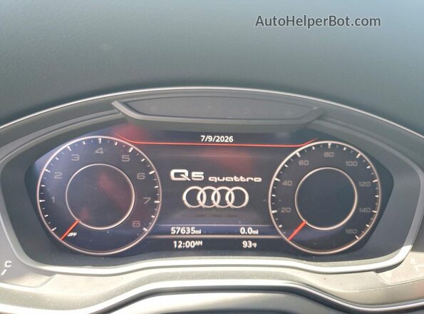 WA1BNAFY0K2017928 2019 AUDI Q5 White Instrument cluster view