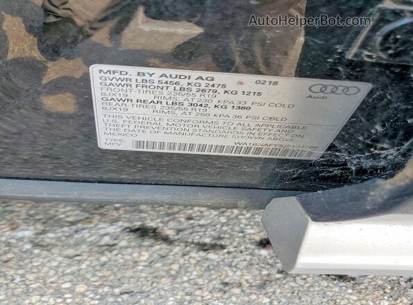 WA1BNAFY3J2134286 2018 AUDI Q5 Black VIN կոդի պիտակի տեսք