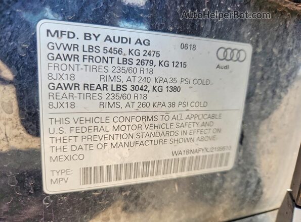 WA1BNAFYXJ2199510 2018 AUDI Q5 Black Շարժիչի բաժամունքի տեսք