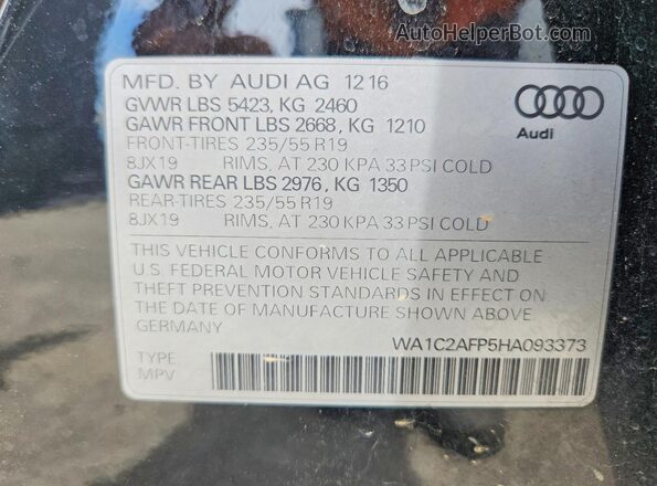 WA1C2AFP5HA093373 2017 AUDI Q5 Black Вид наклейки з VIN-кодом
