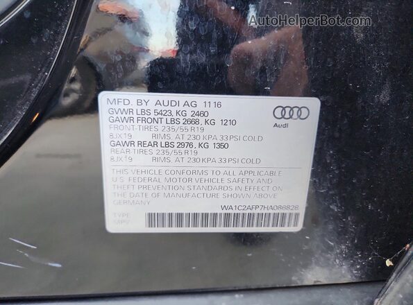 WA1C2AFP7HA086828 2017 AUDI Q5 Black Vista de la etiqueta del VIN