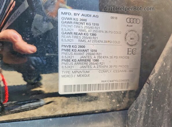 WA1C4AFY0J2245305 2018 AUDI SQ5 Черный Вид наклейки с VIN-кодом