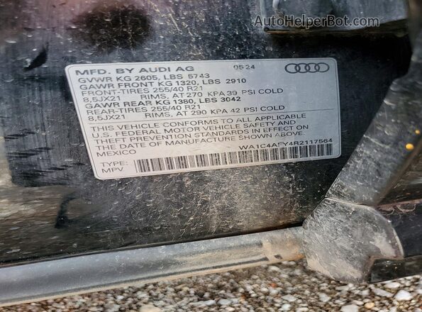 WA1C4AFY4R2117564 2024 AUDI SQ5 Black VIN sticker view