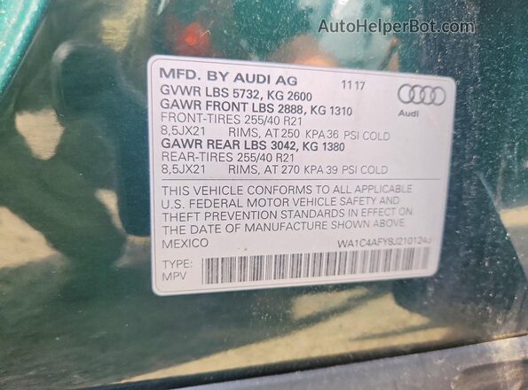 WA1C4AFY8J2101243 2018 AUDI SQ5 Green 