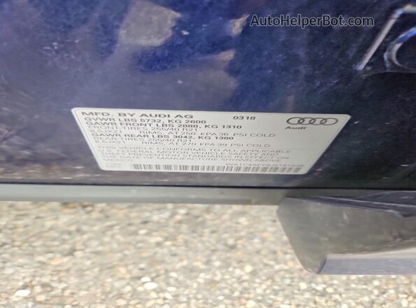 WA1C4AFY8J2161538 2018 AUDI SQ5 Blue Widok naklejki z numerem VIN
