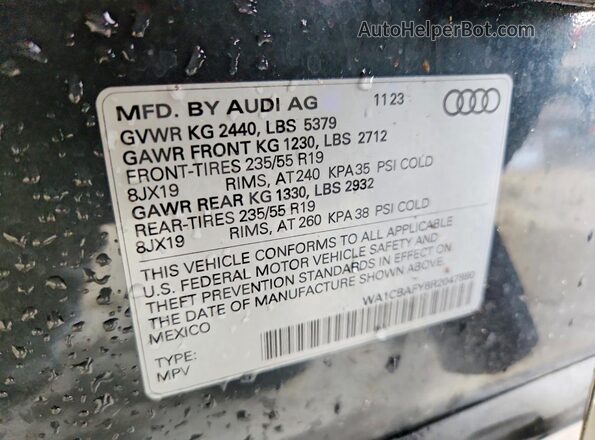 WA1CBAFY6R2047880 2024 AUDI Q5 Gray 360 interior view
