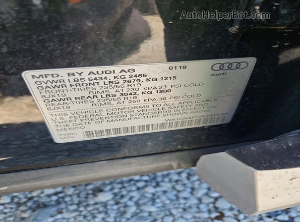 WA1CNAFY2K2044889 2019 AUDI Q5 Black 360 interior view