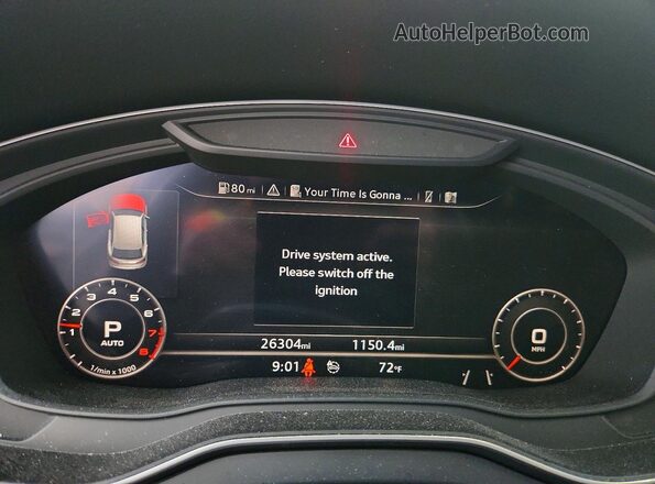 WA1CNAFY9K2103033 2019 AUDI Q5 White Вид щитка приладів