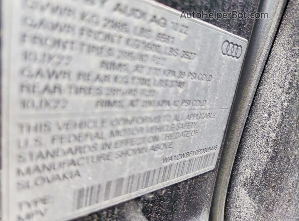 WA1CWBF10PD005445 2023 AUDI SQ8 Black VIN sticker view