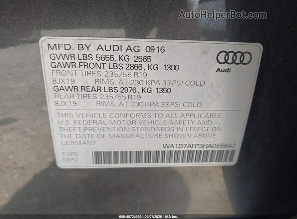 WA1D7AFP3HA055842 2017 AUDI Q5 Gray Вид підкапотного простору