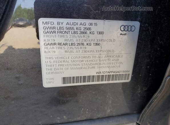 WA1D7AFP4GA019964 2016 AUDI Q5 Black Widok wnętrza 360 stopni