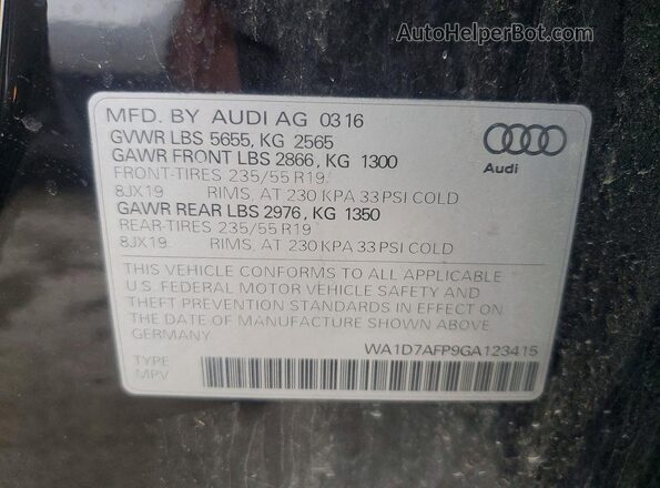 WA1D7AFP9GA123415 2016 AUDI Q5 Black Widok wnętrza 360 stopni