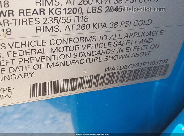 WA1DECF31P1105702 2023 AUDI Q3 Blue Engine compartment view