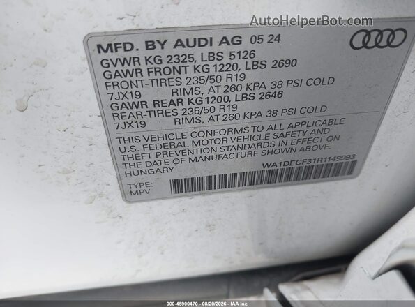 WA1DECF31R1149993 2024 AUDI Q3 Белый Вид подкапотного пространства
